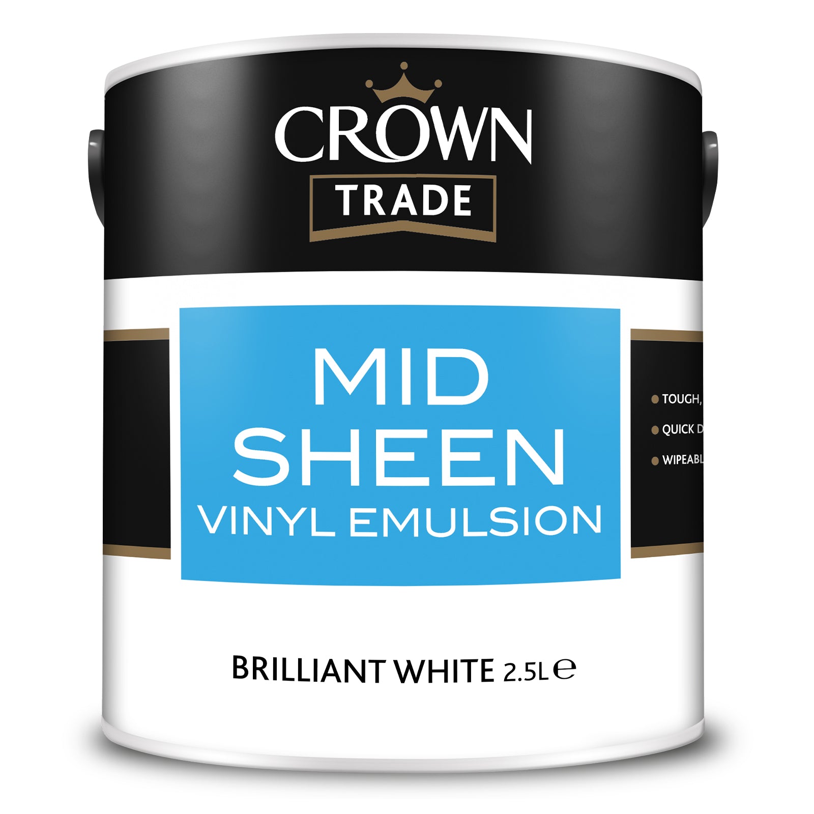 Crown Trade Mid Sheen Vinyl Emulsion Paint - Brilliant White