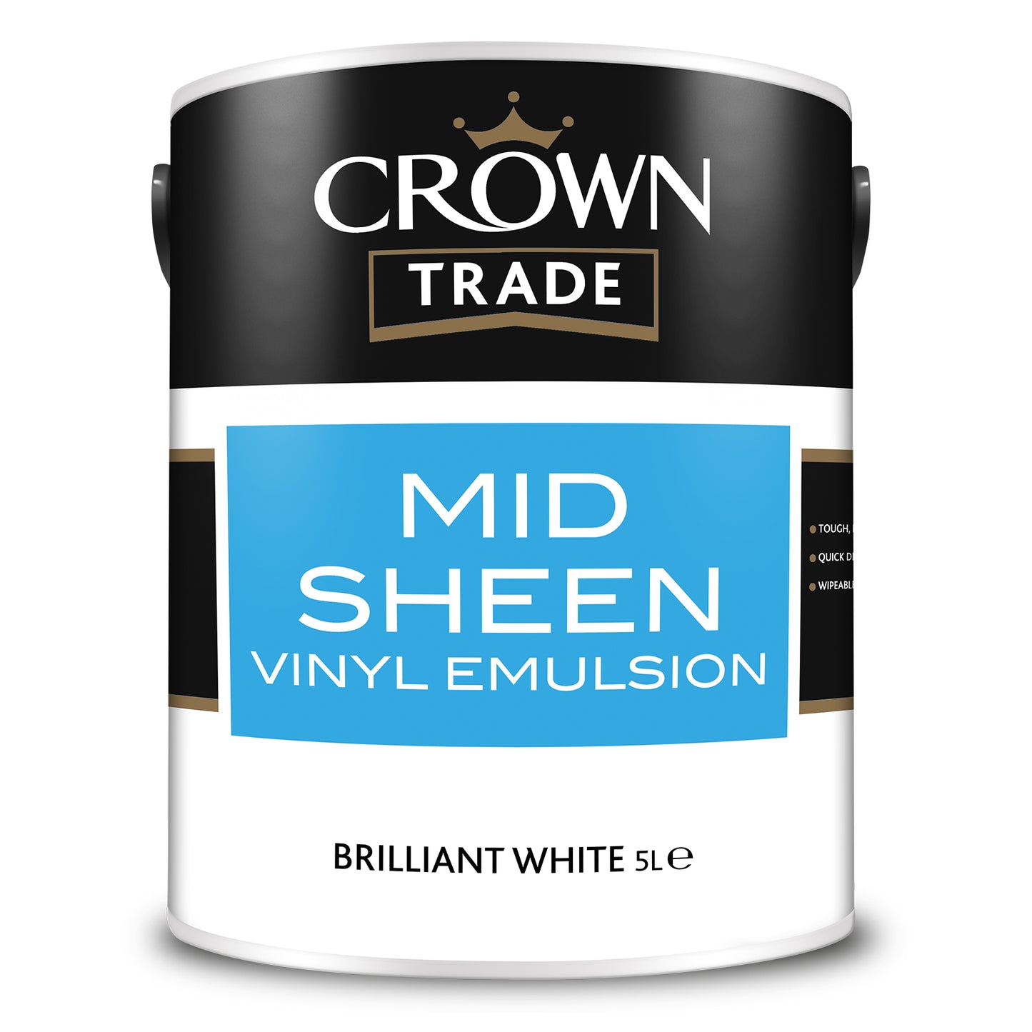 Crown Trade Mid Sheen Vinyl Emulsion Paint - Brilliant White