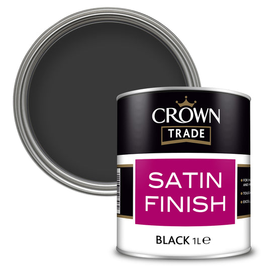 Crown Trade Washable Satin Finish Paint - Black