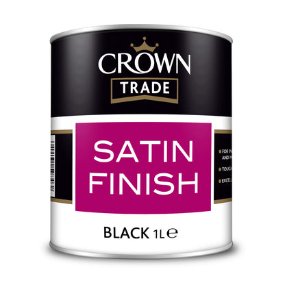 Crown Trade Washable Satin Finish Paint - Black