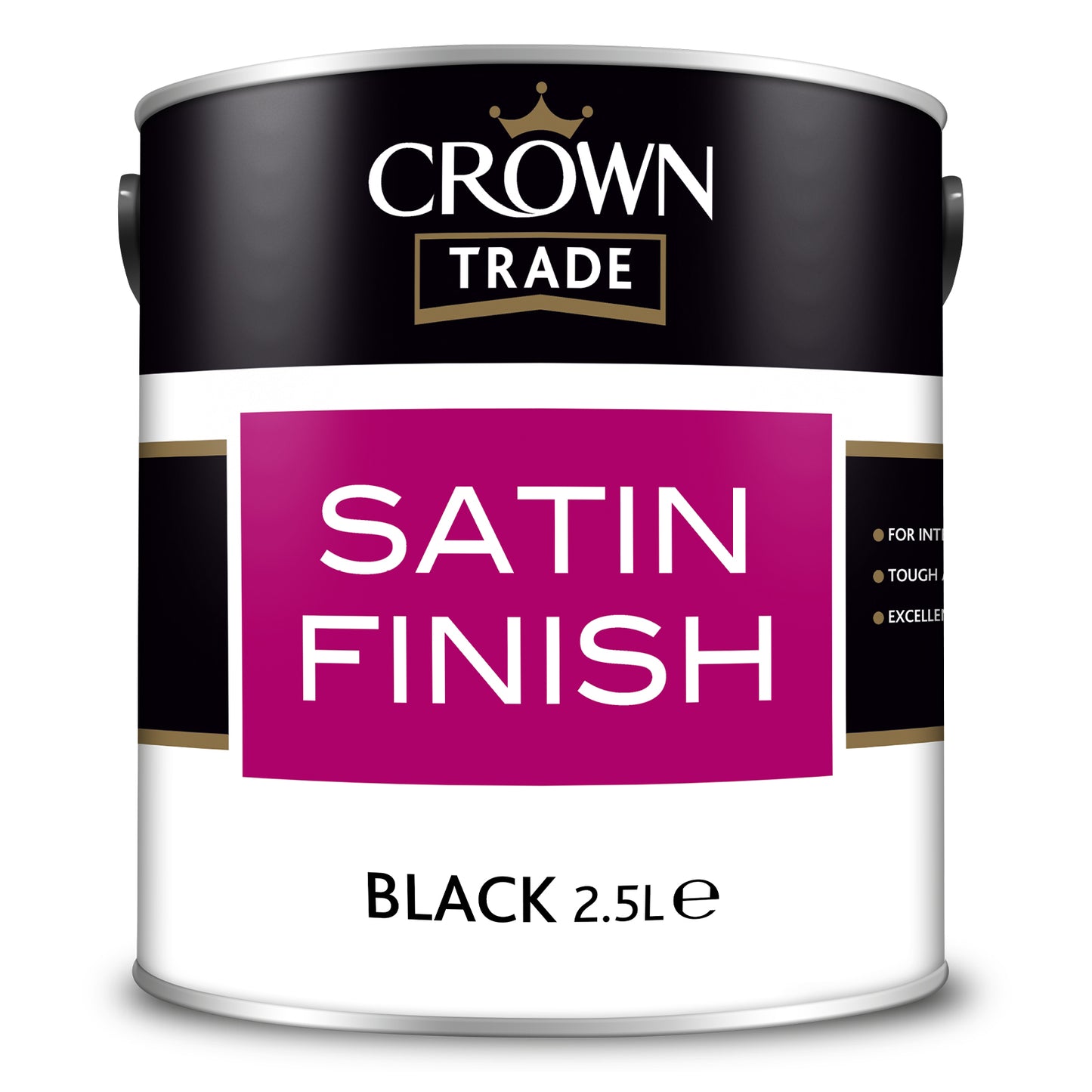 Crown Trade Washable Satin Finish Paint - Black