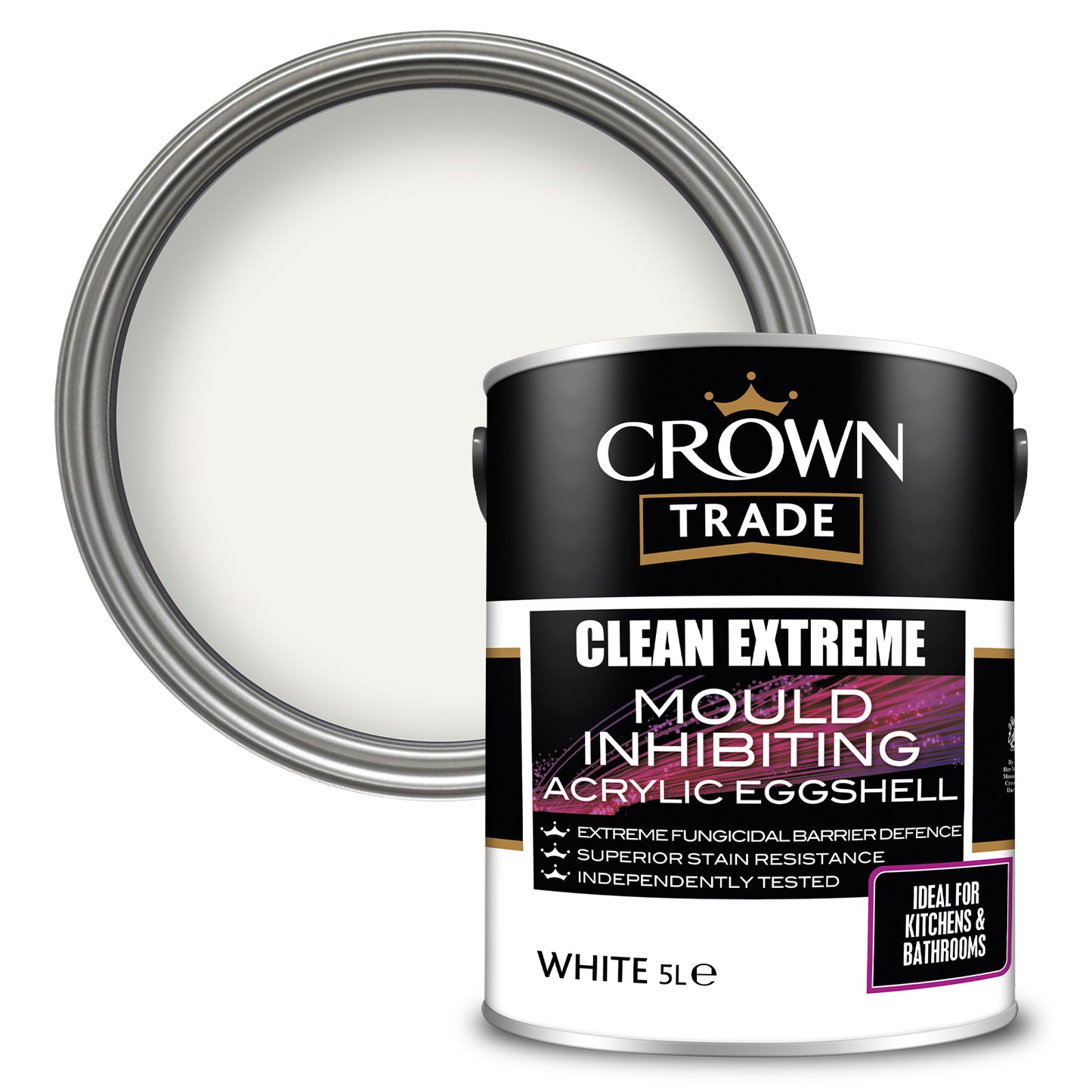 Crown Trade Clean Extreme Mould Inhibiting Eggshell Paint - White