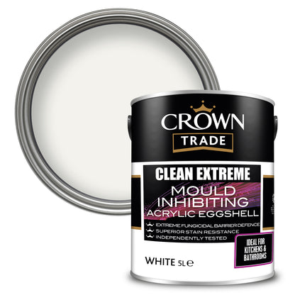 Crown Trade Clean Extreme Mould Inhibiting Eggshell Paint - White