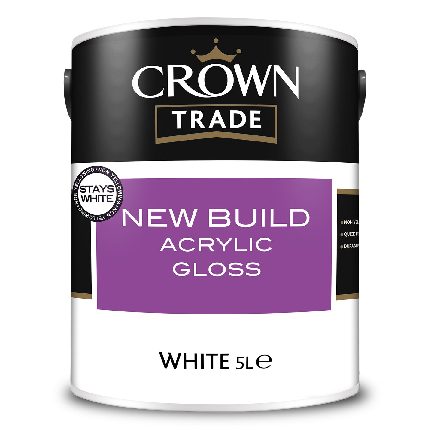 Crown Trade New Build Acrylic Gloss Paint - White - 5 Litre