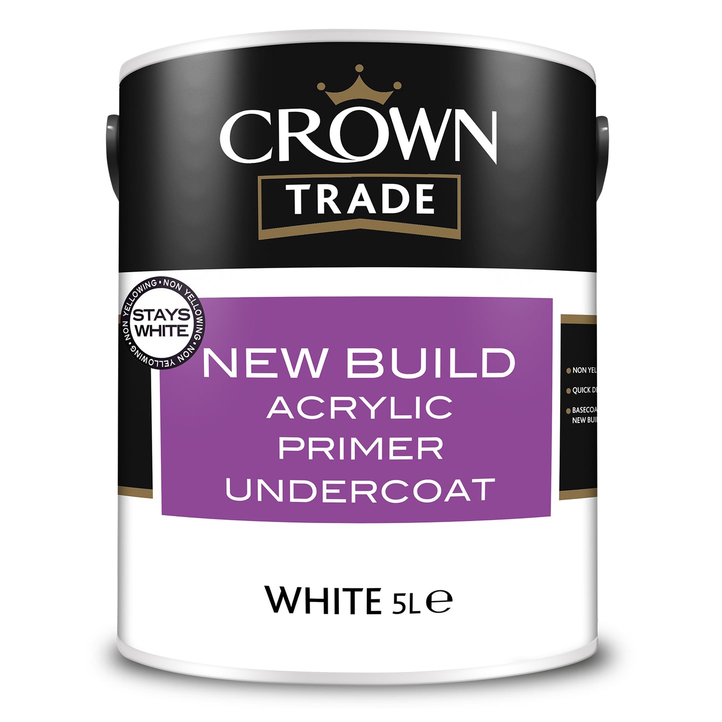 Crown Trade New Build Acrylic Primer Undercoat - White - 5 Litre