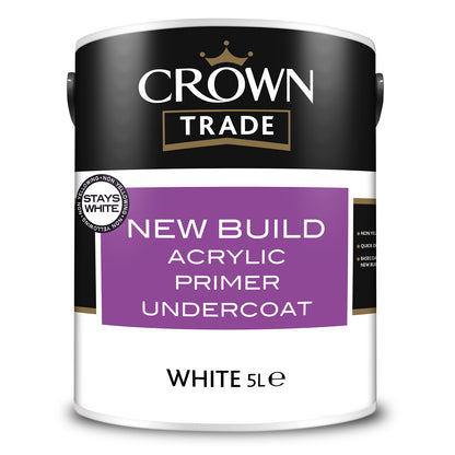 Crown Trade New Build Acrylic Primer Undercoat - White - 5 Litre