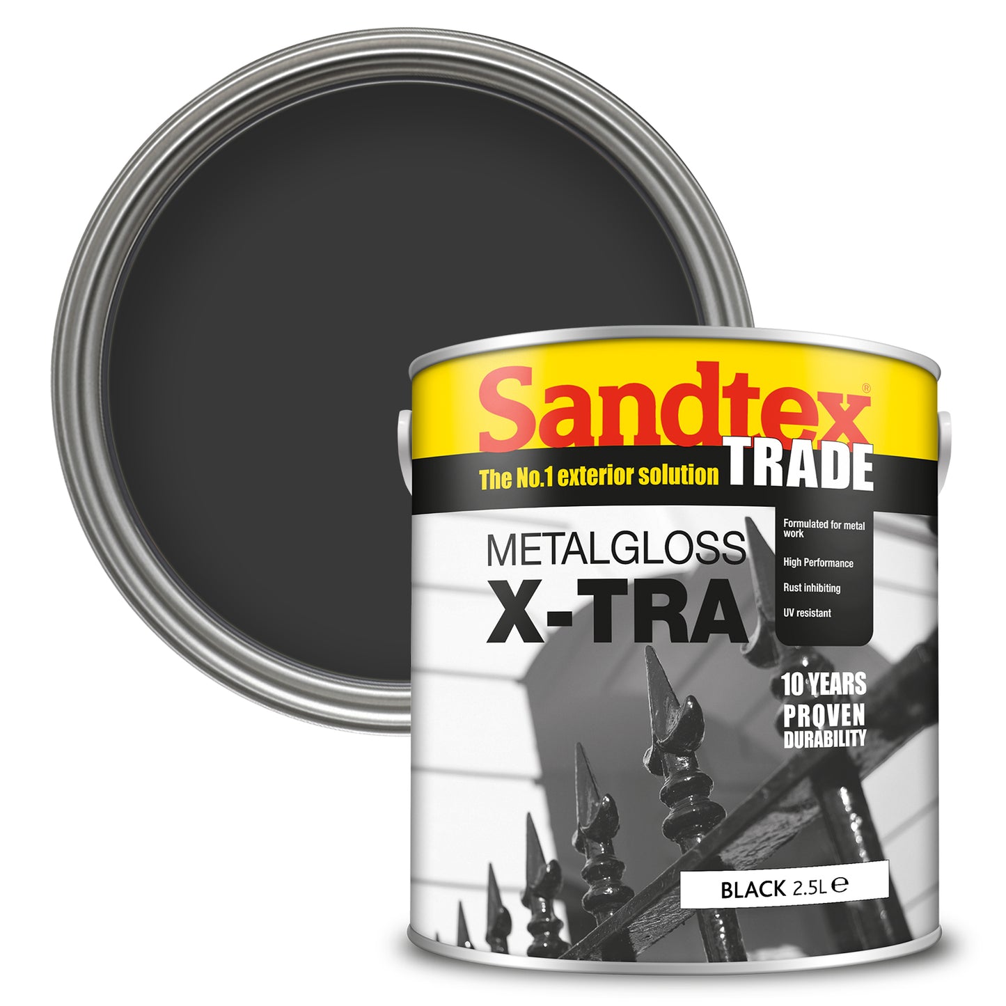 Sandtex Trade Metalgloss X-Tra Paint - Black - 2.5 Litre