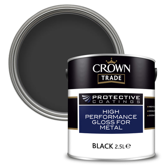 Crown Trade High Performance Gloss Metal Paint - Black - 2.5 Litre