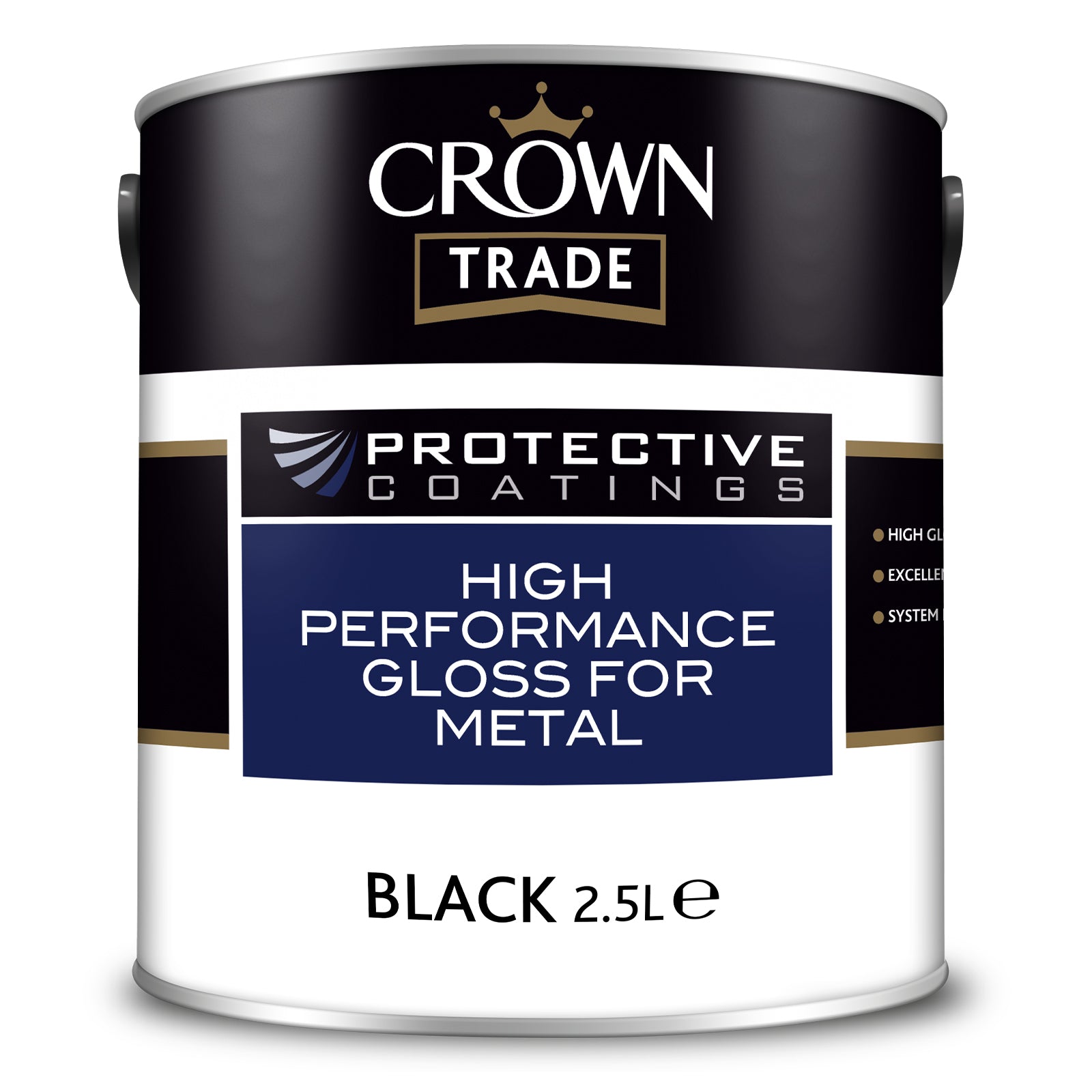 Crown Trade High Performance Gloss Metal Paint - Black - 2.5 Litre