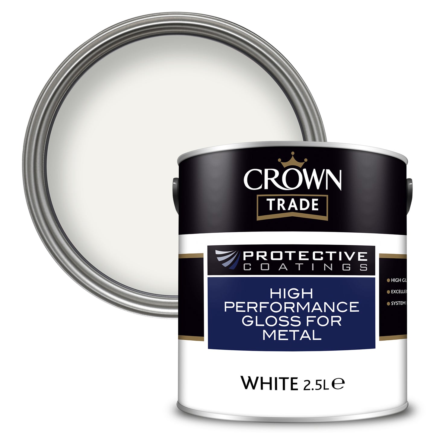 Crown Trade High Performance Gloss Metal Paint - White - 2.5 Litre