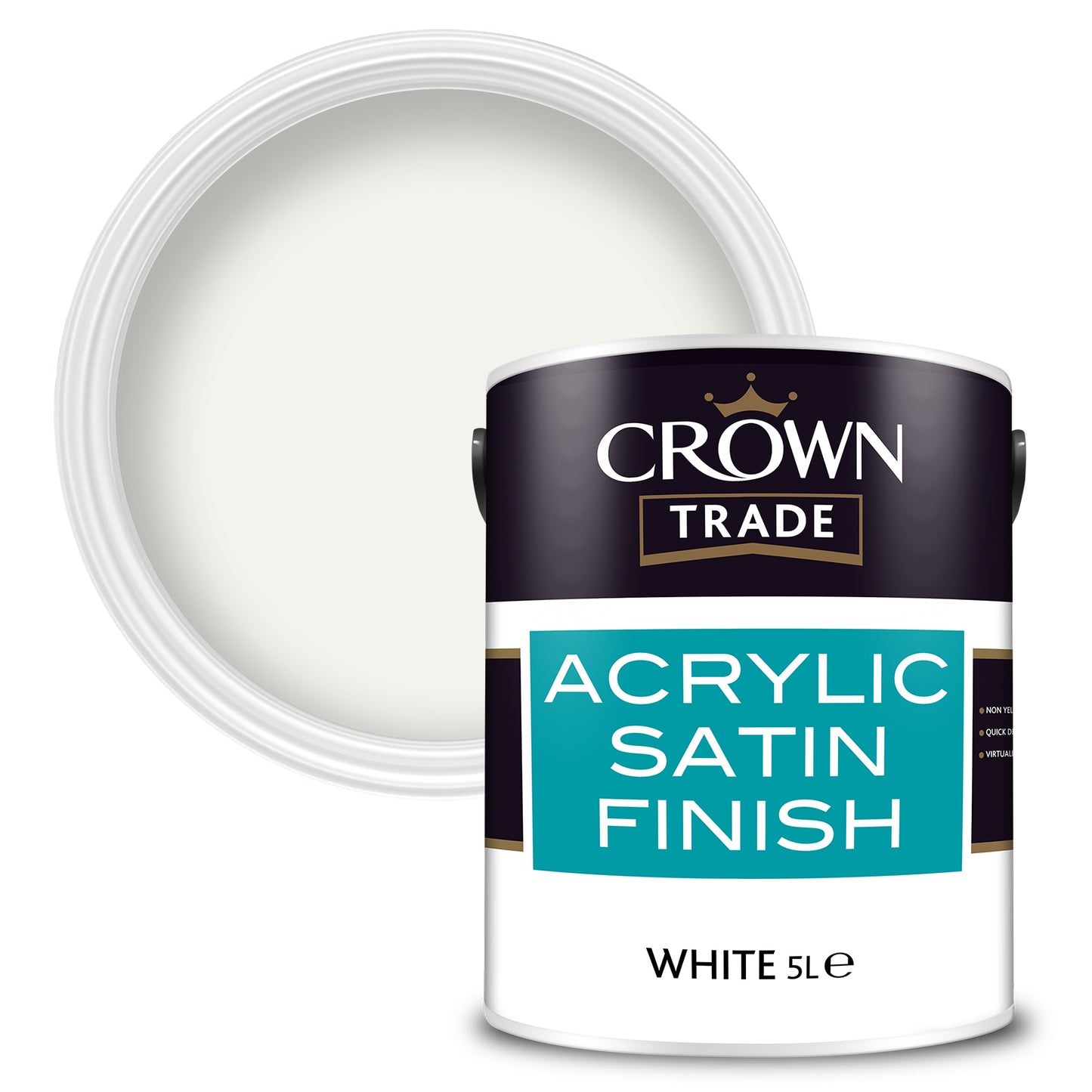 Crown Trade Acrylic Water-Based Satin Paint - White