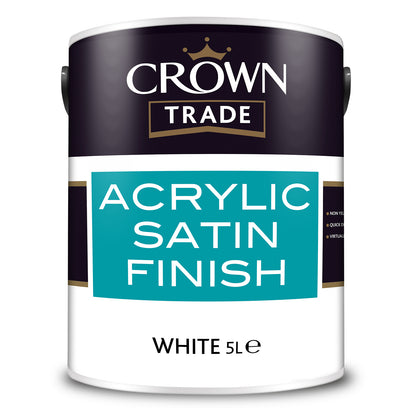 Crown Trade Acrylic Water-Based Satin Paint - White