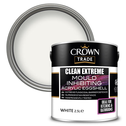 Crown Trade Clean Extreme Mould Inhibiting Eggshell Paint - White