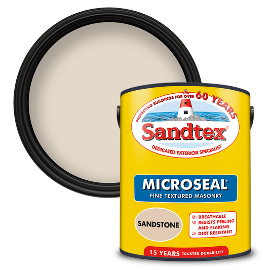 Sandtex Fine Textured 15 Year Weatherproof Exterior Wall Paint - Sandstone - 5 Litre