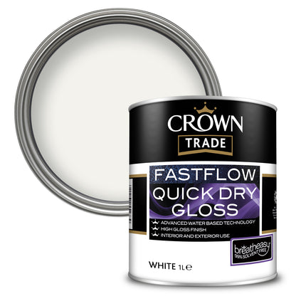 Crown Trade Fastflow Quick Dry Gloss Paint  - White