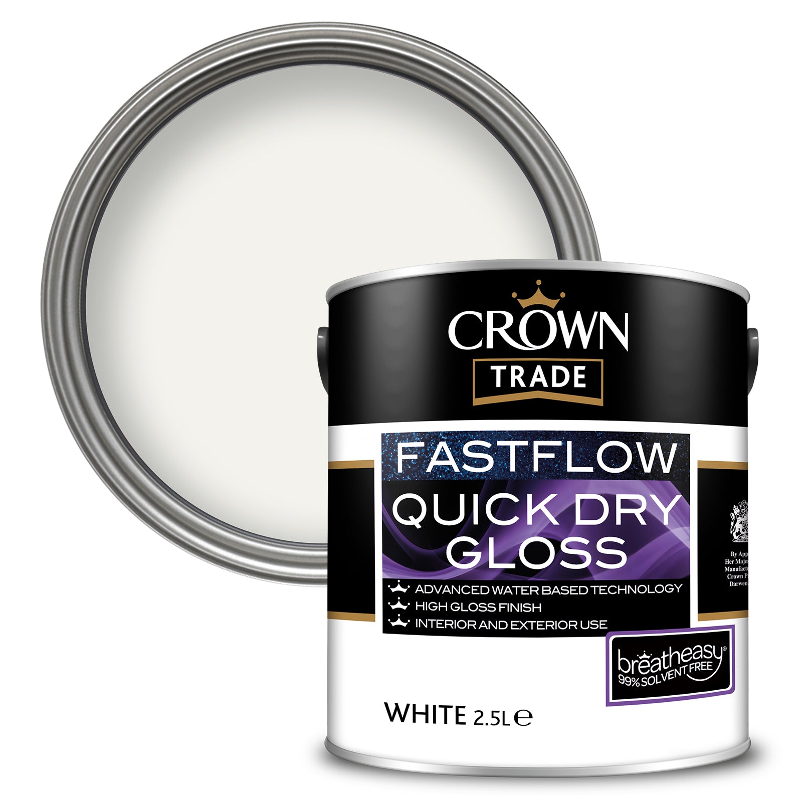 Crown Trade Fastflow Quick Dry Gloss Paint  - White