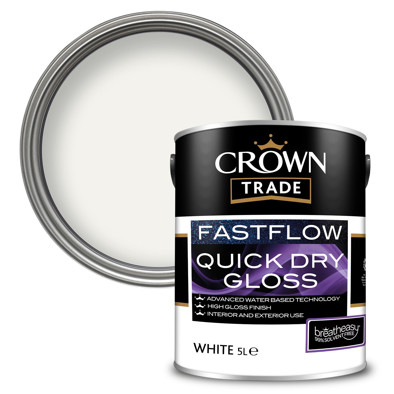 Crown Trade Fastflow Quick Dry Gloss Paint  - White