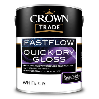 Crown Trade Fastflow Quick Dry Gloss Paint  - White