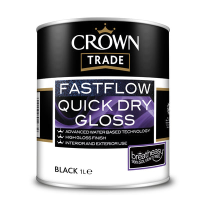 Crown Trade Fastflow Quick Dry Gloss Paint - Black