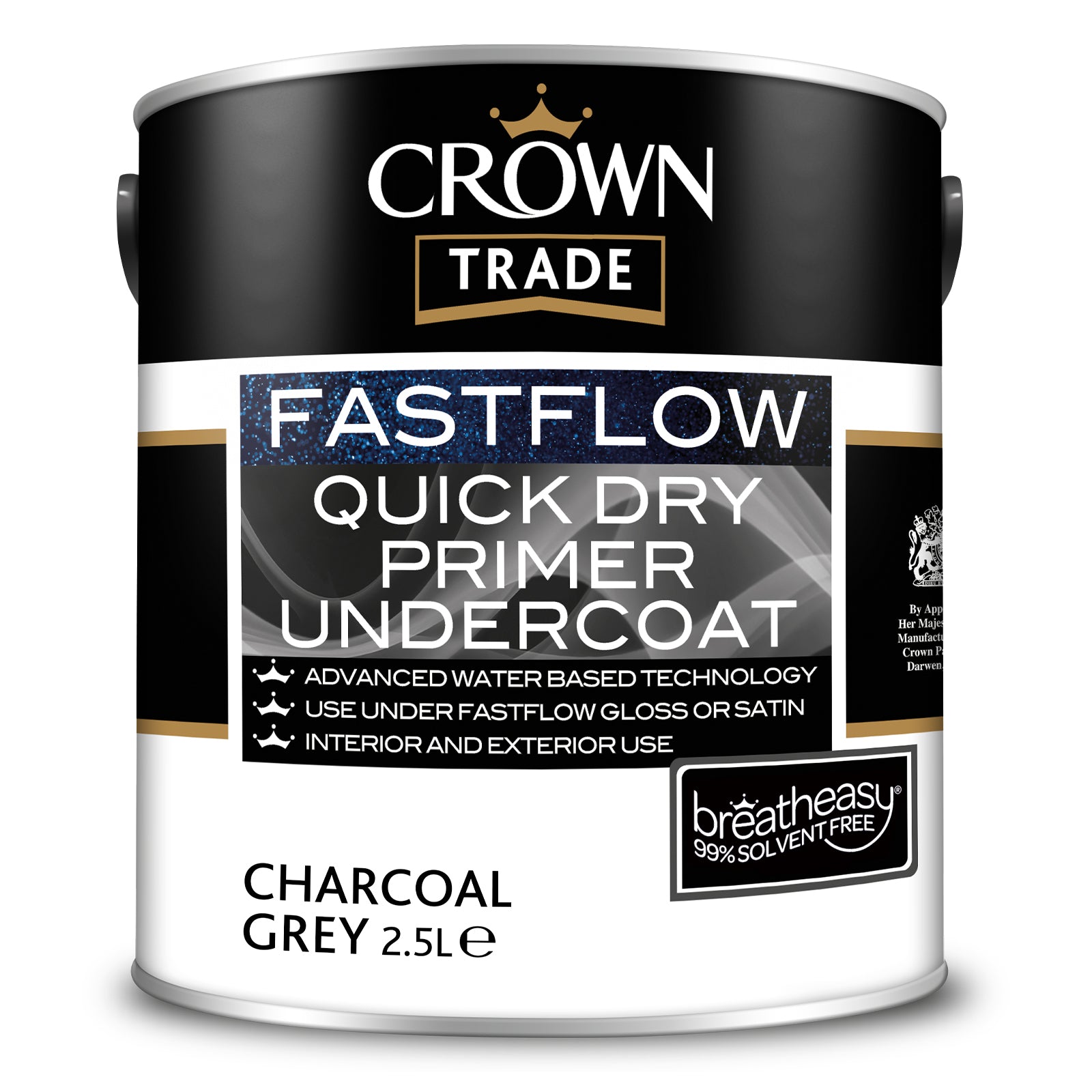 Crown Trade Fastflow Quick Dry Primer Undercoat - Charcoal Grey