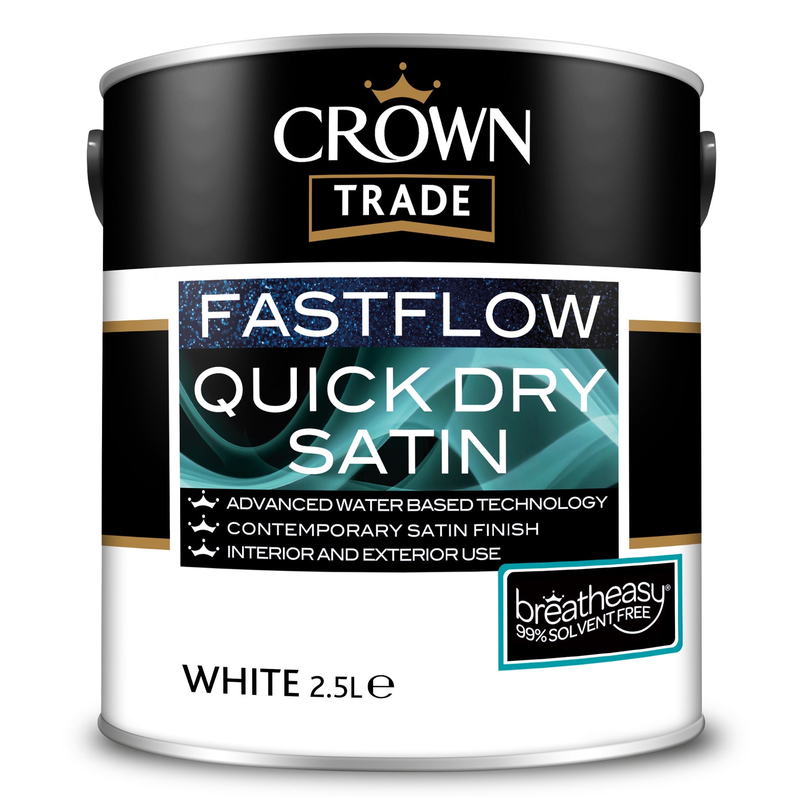 Crown Trade Fastflow Quick Dry Satin Paint - White