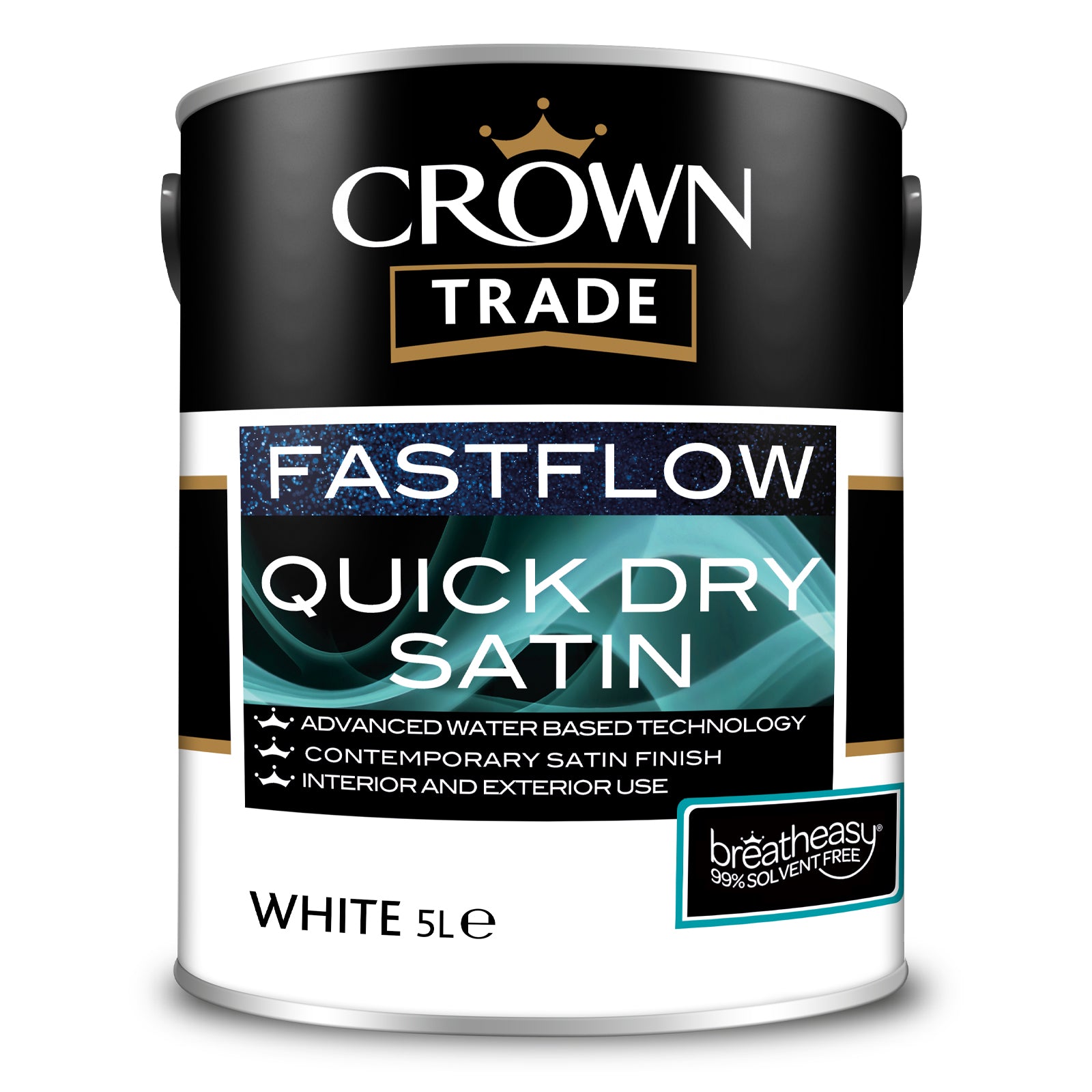 Crown Trade Fastflow Quick Dry Satin Paint - White