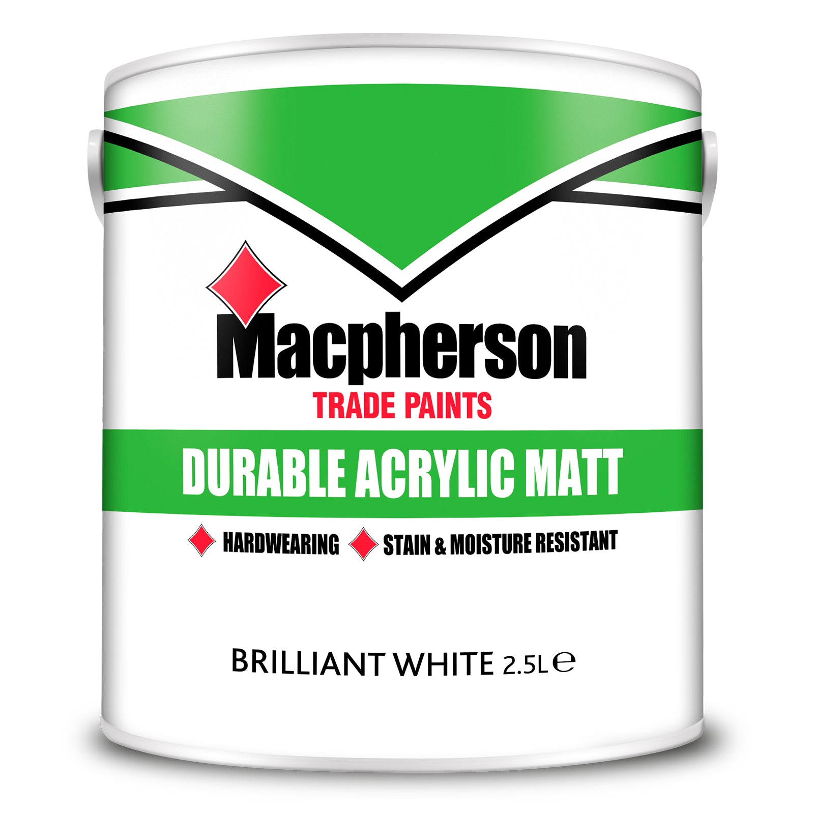 Macpherson Durable Acrylic Matt Washable Paint - Brilliant White