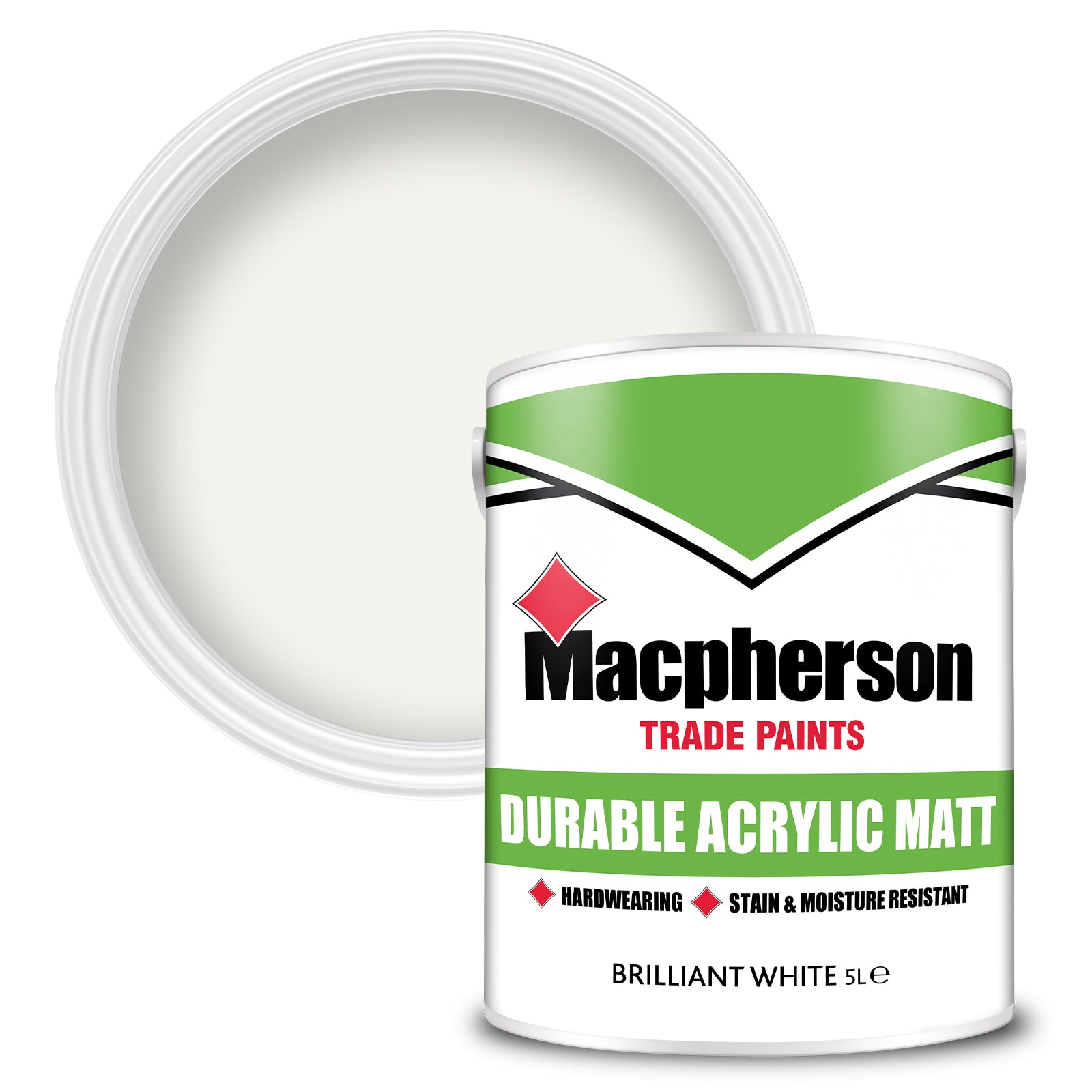 Macpherson Durable Acrylic Matt Washable Paint - Brilliant White