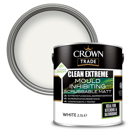 Crown Trade Clean Extreme Mould Inhibiting Matt Paint - White