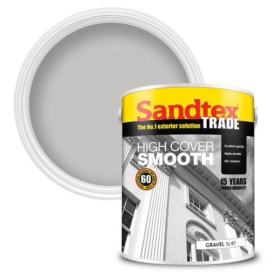 Sandtex Trade High Cover Smooth Masonry Paint - Gravel - 5 Litre