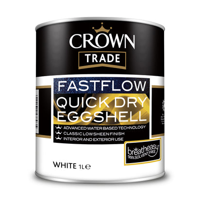 Crown Trade Fastflow Quick Dry Eggshell Paint - White