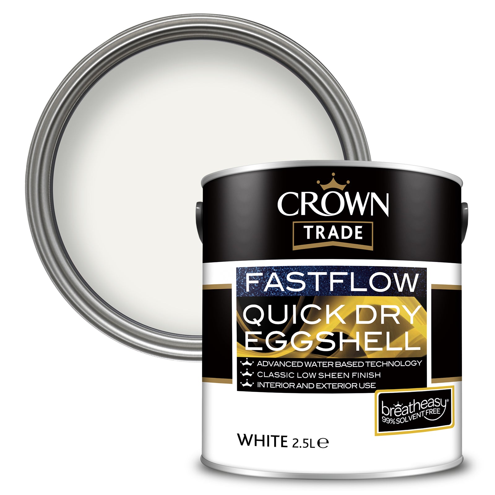 Crown Trade Fastflow Quick Dry Eggshell Paint - White