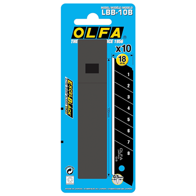 OLFA 18mm Ultra Sharp Black Snap Off Wallpaper Blades 10 Pack LBB10B