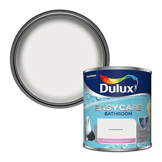 Dulux Easycare Bathroom Soft Sheen Paint - Brilliant White 1 Litre