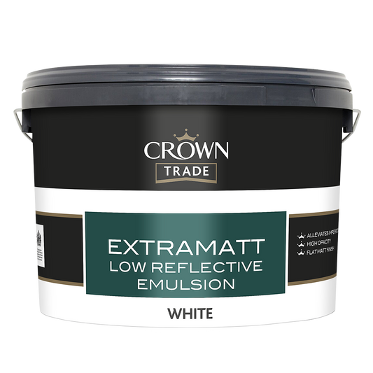 Crown Trade Extramatt Anti Reflective Emulsion Paint - White 10L