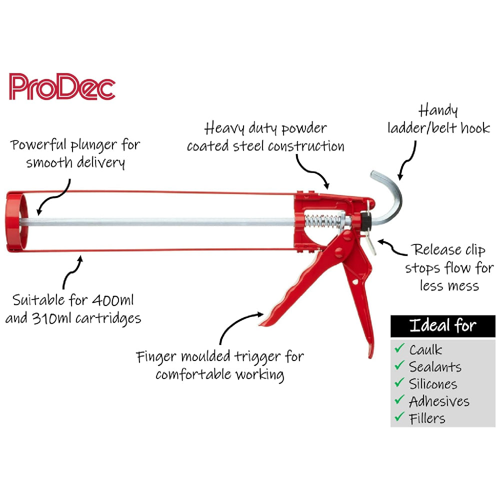 Prodec 400ml Extra Strong Red Caulking Gun