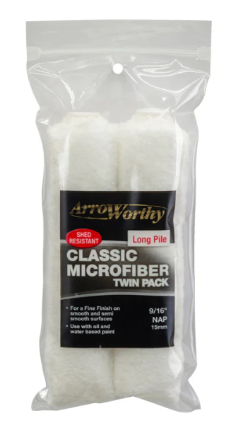 6.5" (165mm) ARROWORTHY Classic Long Pile Mini Rollers Pack of 2 9/16" Nap