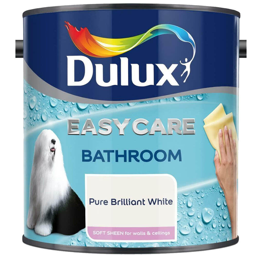 Dulux Easycare Bathroom Soft Sheen Paint - Brilliant White 2.5 Litre