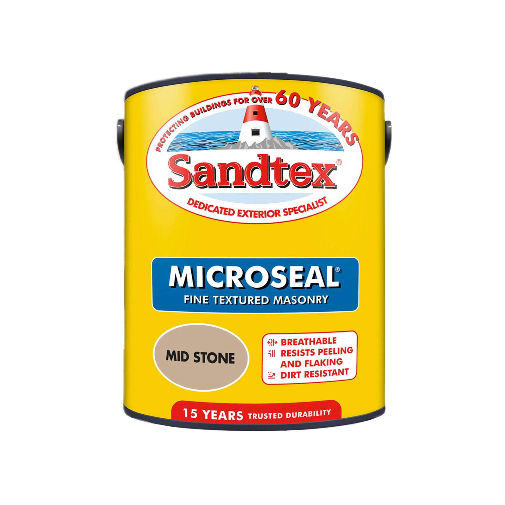 Sandtex Fine Textured 15 Year Weatherproof Exterior Wall Paint - Mid Stone - 5 Litre