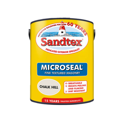 Sandtex Fine Textured 15 Year Weatherproof Exterior Wall Paint - Chalk Hill - 5 Litre