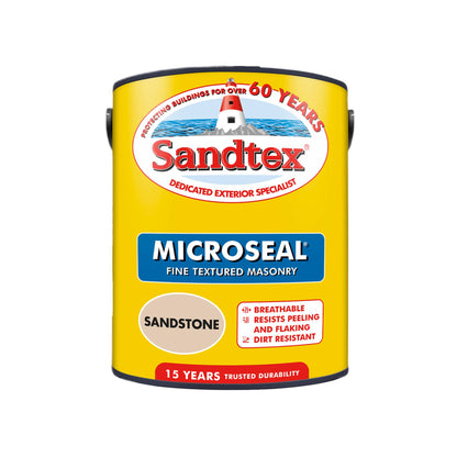 Sandtex Fine Textured 15 Year Weatherproof Exterior Wall Paint - Sandstone - 5 Litre