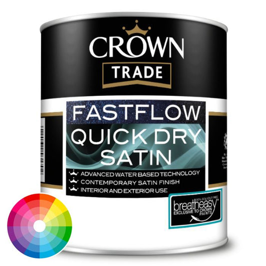 Crown Trade Fastflow Quick Dry Satin Paint - Tinted Colour