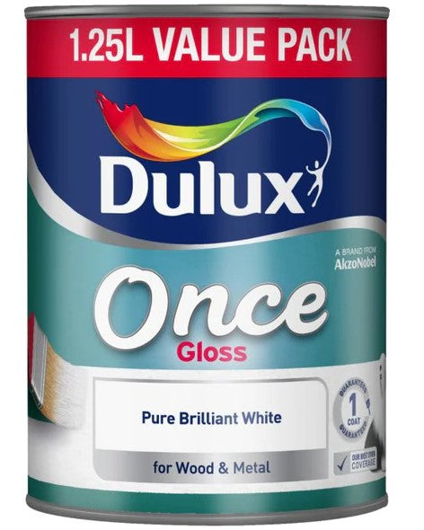 Dulux Once Gloss Pure Brilliant White 1.25 Litre