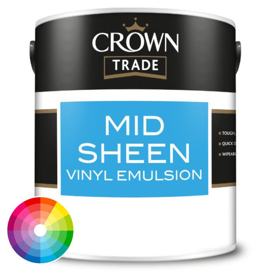 Crown Trade Mid Sheen Vinyl Emulsion Paint - Tinted Colour