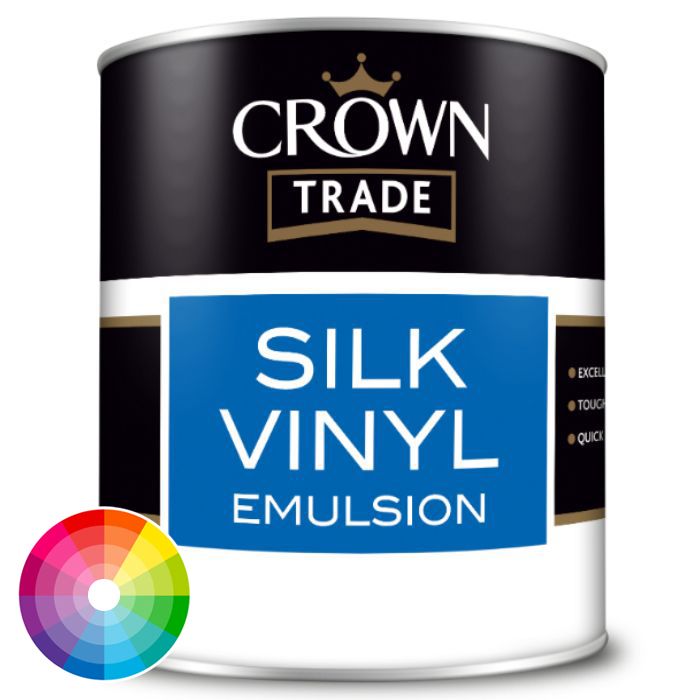 Crown Trade Vinyl Silk Washable Emulsion Paint - Tinted Colour Match ...