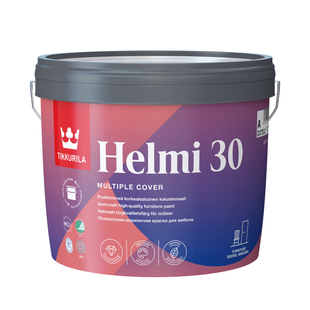 Helmi 30 Water-Based Acrylic Satin Wood Paint - White