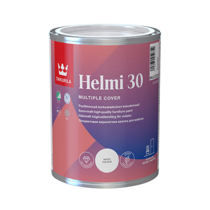 Helmi 30 Water-Based Acrylic Satin Wood Paint - White