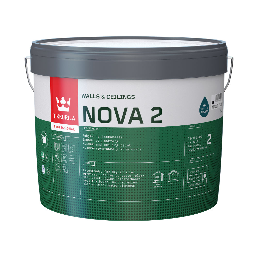 Nova 2 Flat Matt Trade Emulsion Paint - AP - White - 10 Litre