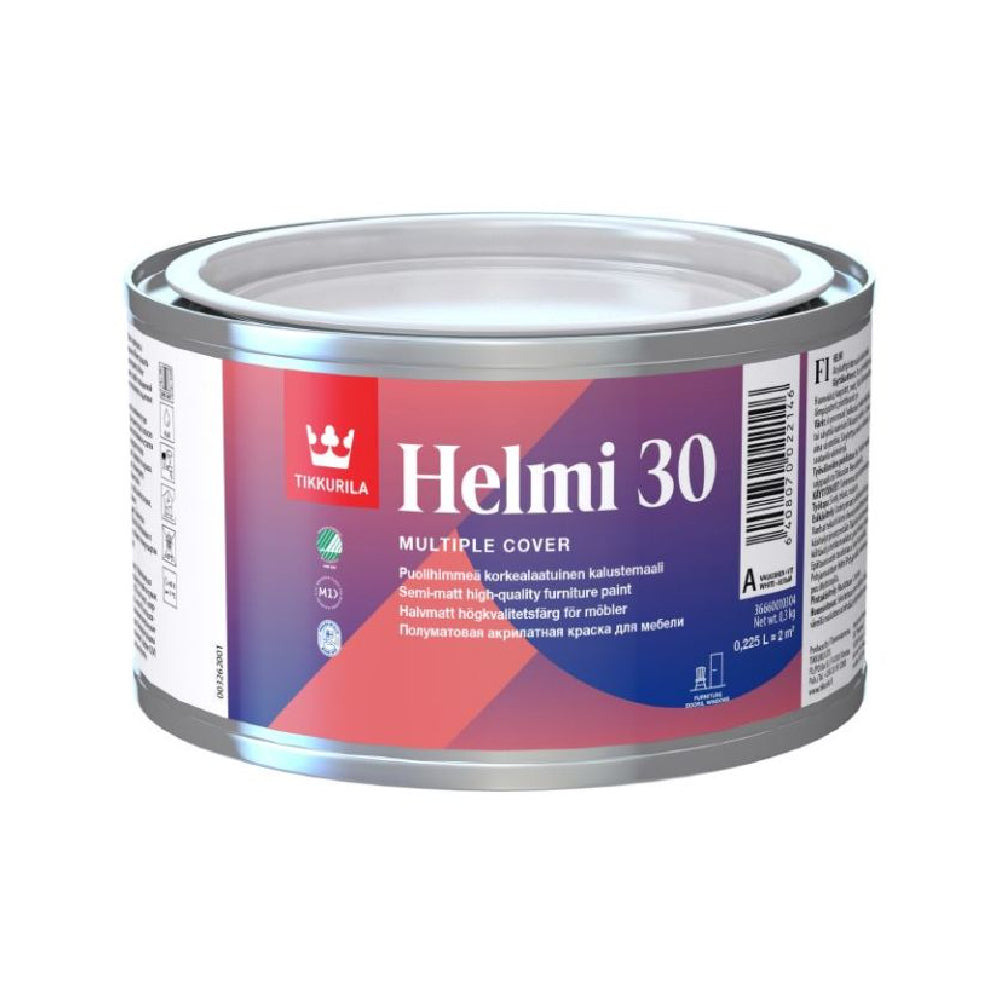 Helmi 30 Water-Based Acrylic Satin Wood Paint - White