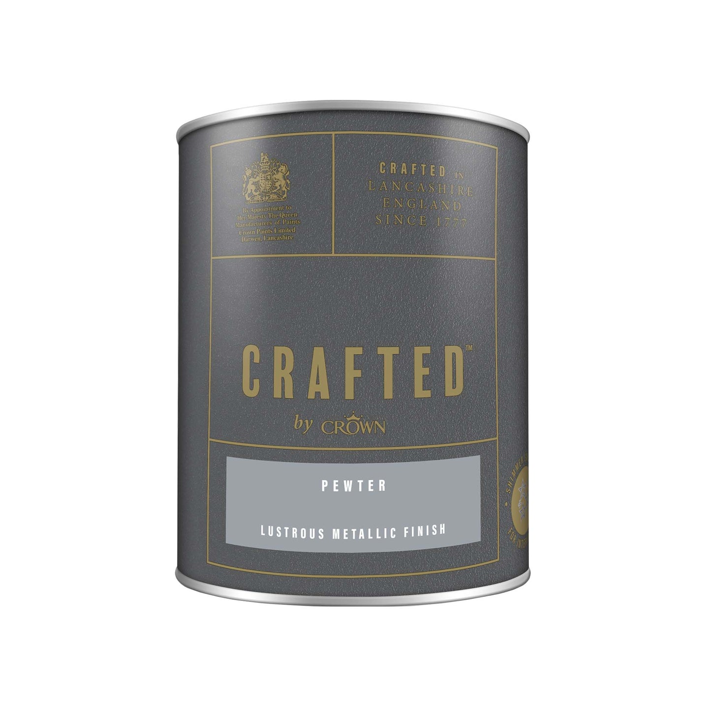 Crown Crafted Lustrous Metallic Finish Paint - Pewter - 1.25 Litre